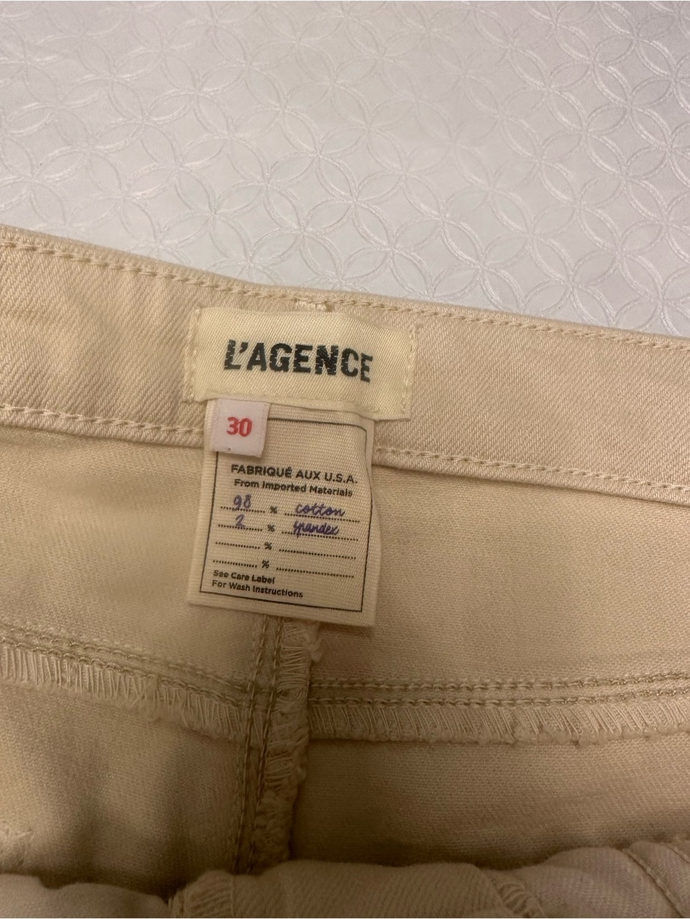 L'AGENCE Cream High-Rise Cropped Wide Leg Denim Jeans Sz 30